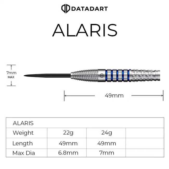 DATADART ALARIS Steeldart-Set 22 oder 24 Gramm
